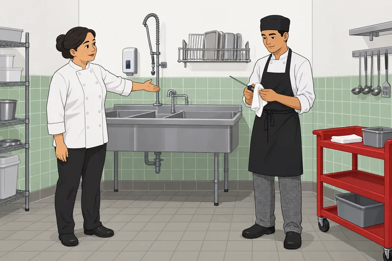 cuestionario sobre comida en la sala de preparación.