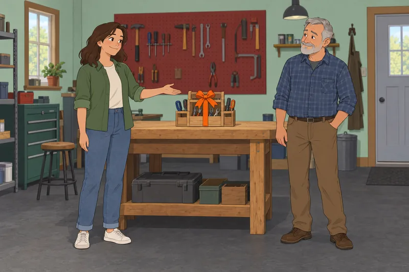 El cuestionario de regalos aparece junto al estuche.