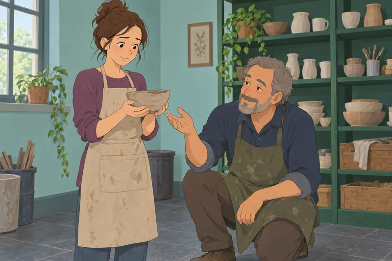 Fey Acceptance of in a pottery workshop.