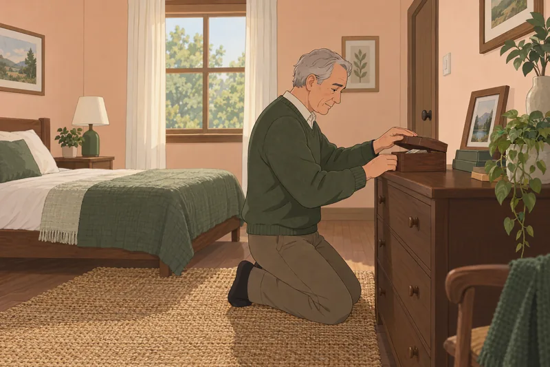 Fear of Personal: he places a keepsake box.
