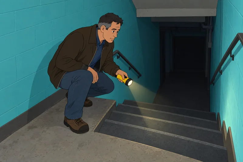 Fear Test shows a man using a flashlight.