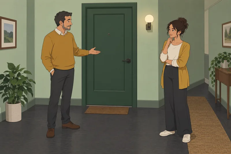 Feederism Quiz shows a quiet doorway conversation.