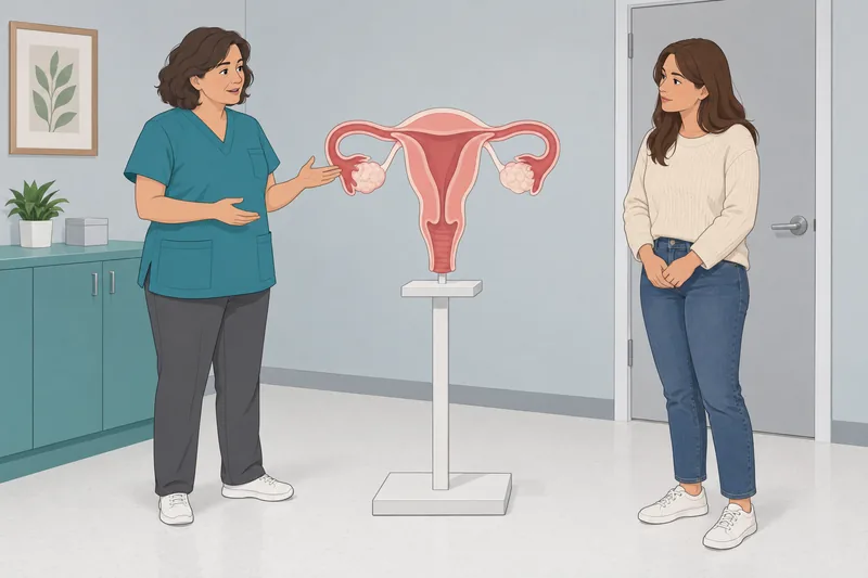 Female Anatomy Quiz guides a clinic consultation.