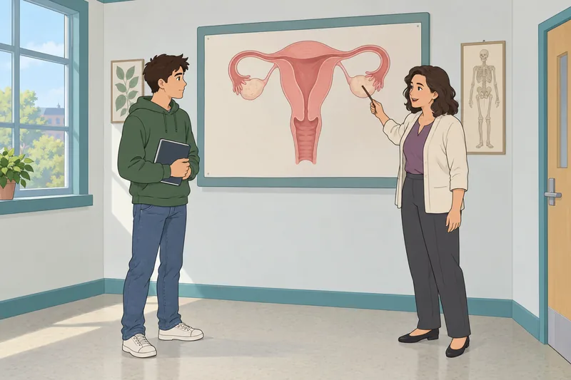 Female Reproductive System lesson shows an anatomy panel.