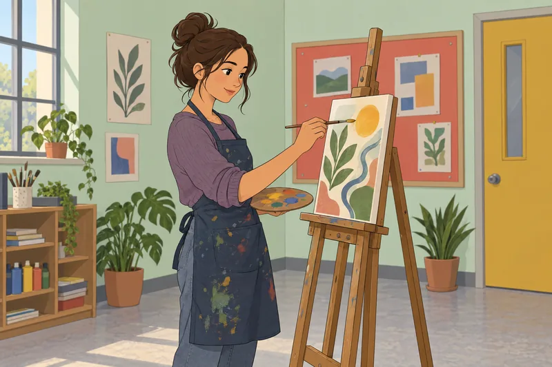 Feminine Energy Quiz: woman paints a canvas.