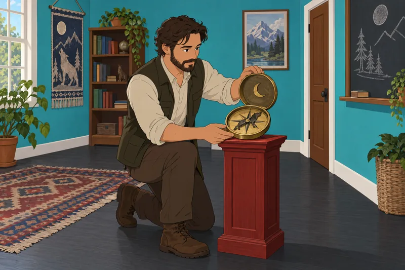 Fenrir Dog Quiz follows a brass wolf compass.