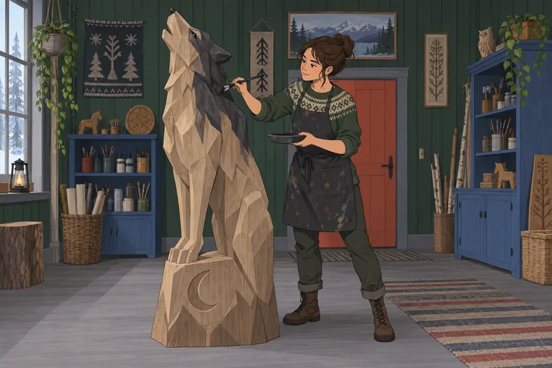 Fenrir Dog Quiz shows a carved wolf figurine.