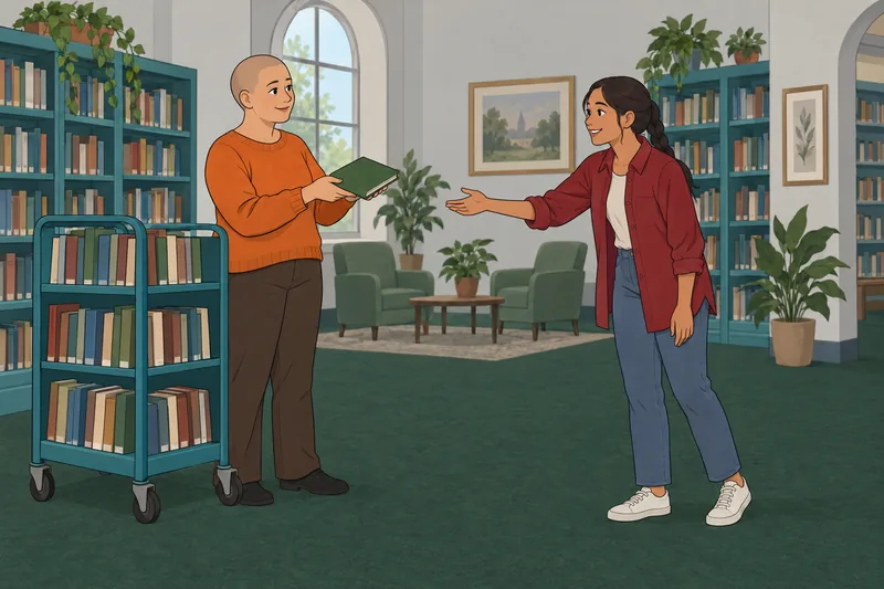 Fey Acceptance of a shared book brings welcome.