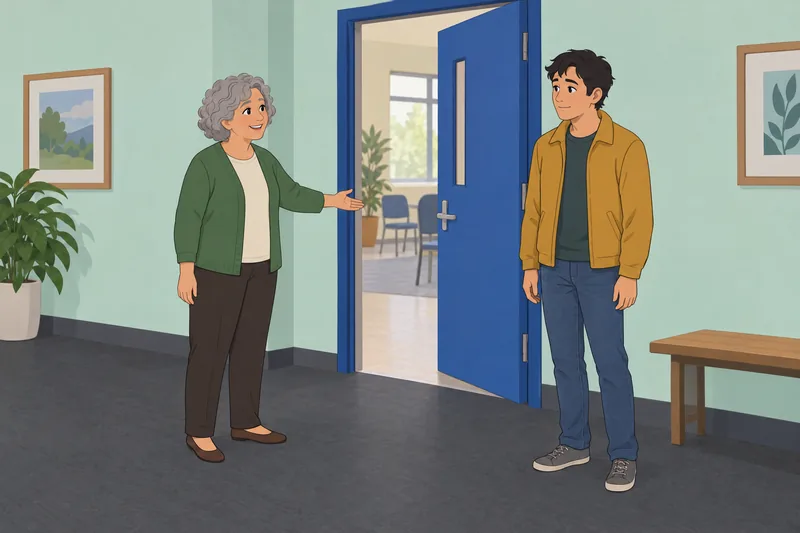 Fey Acceptance of a newcomer enters the hall.