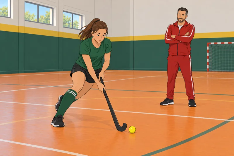 Field Hockey Stick handling guides the moving ball.