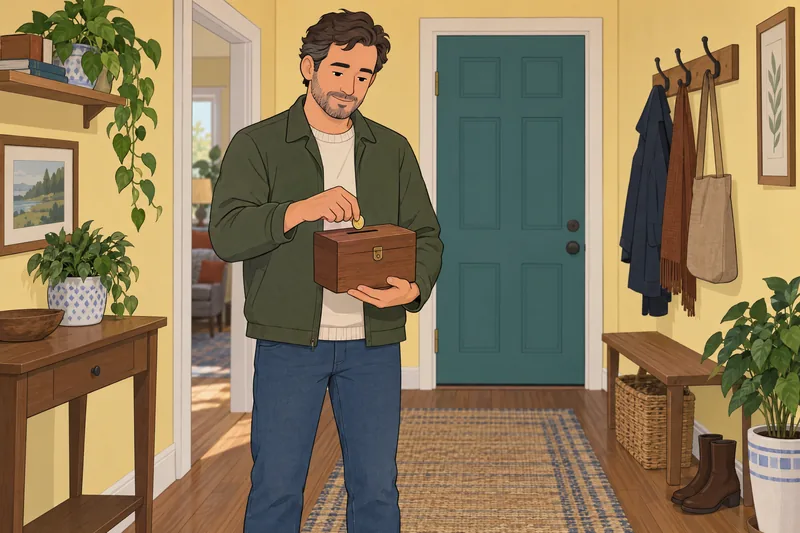 Financial Health Quiz shows a shopper choosing essentials.