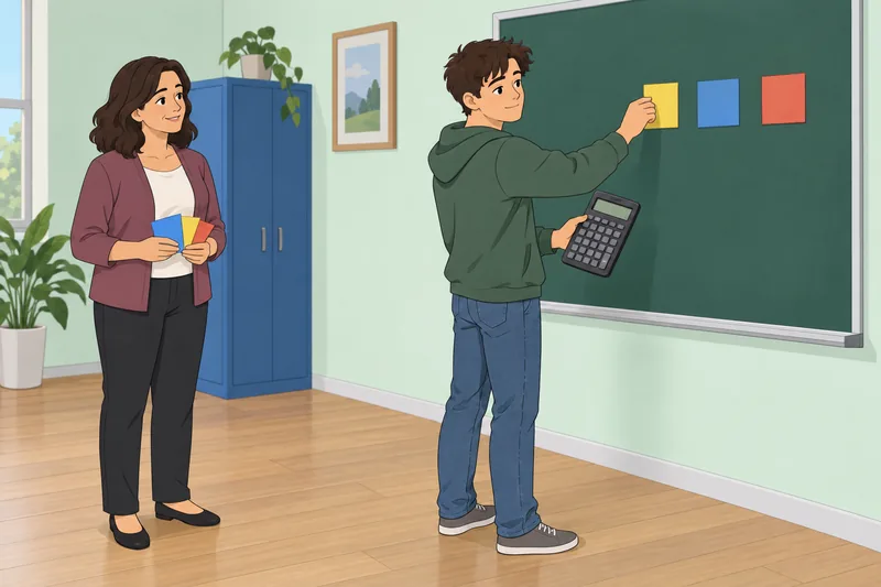 El cuestionario de gestión muestra práctica con calculadora.
