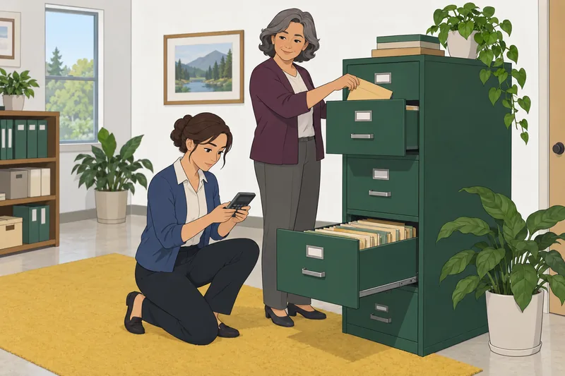 Financial Statement Quiz depicts organized report files.