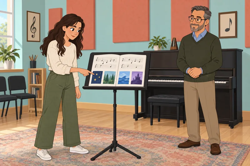Finish the Disney quiz in a music classroom.