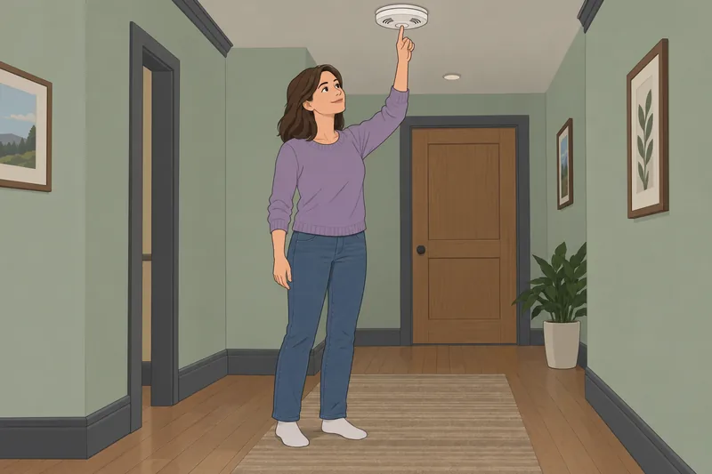 Fire Safety Quiz depicts a calm alarm check.