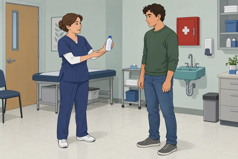 cuestionario de primeros: enjuague ocular en clínica.