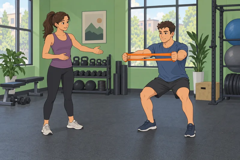 Fitness Quiz coach checks a safe hip hinge.
