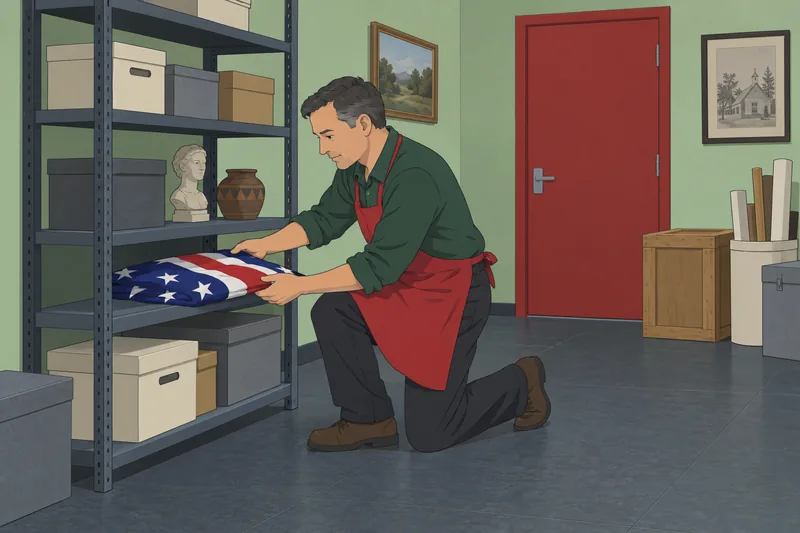Flag Quiz Hard depicts an archivist examining fabric.