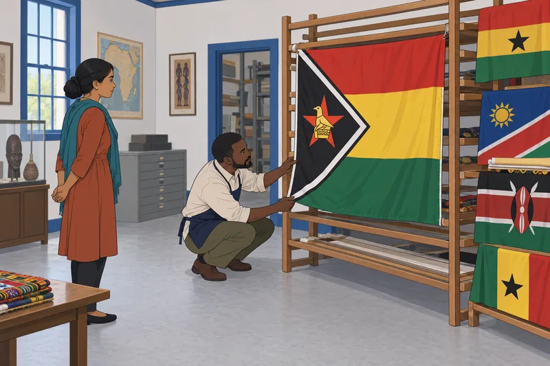 An archive booklet supports Flags of Africa review.