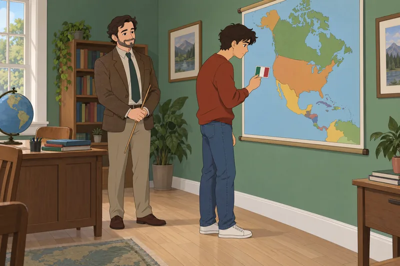 El cuestionario sobre las banderas aparece en clase.