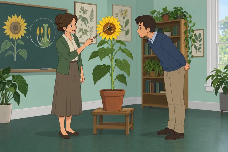 Flower Quiz shows a botany classroom.
