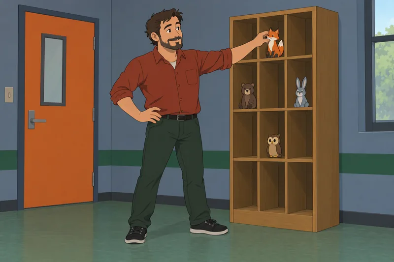 FNAF Character Quiz: man carries a fox mascot.