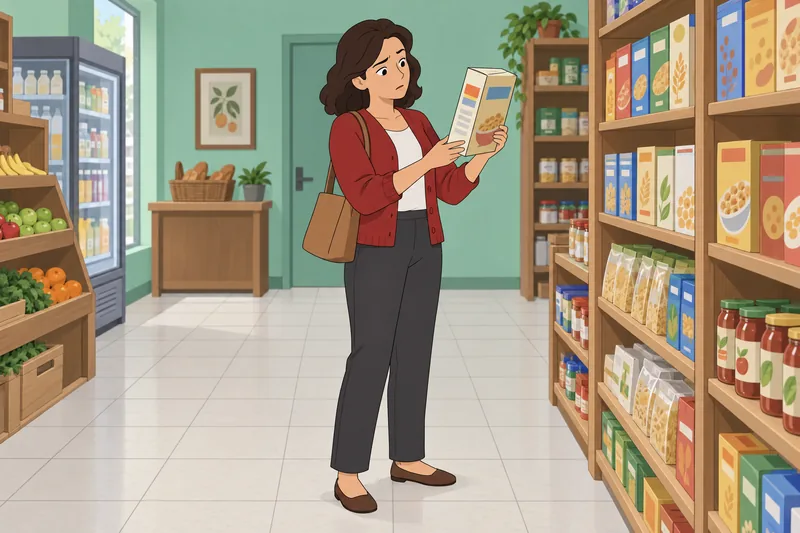 Food Label Quiz shows a shopper comparing labels.