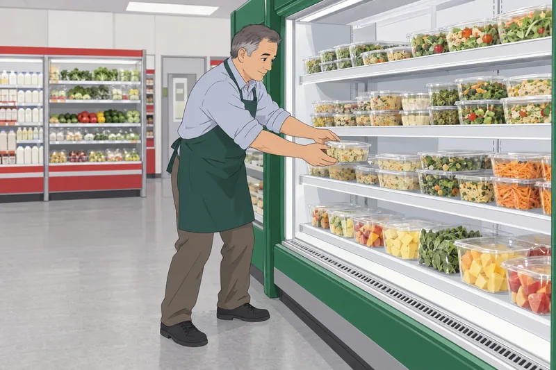 Food Safety Quiz checks a chilled container.