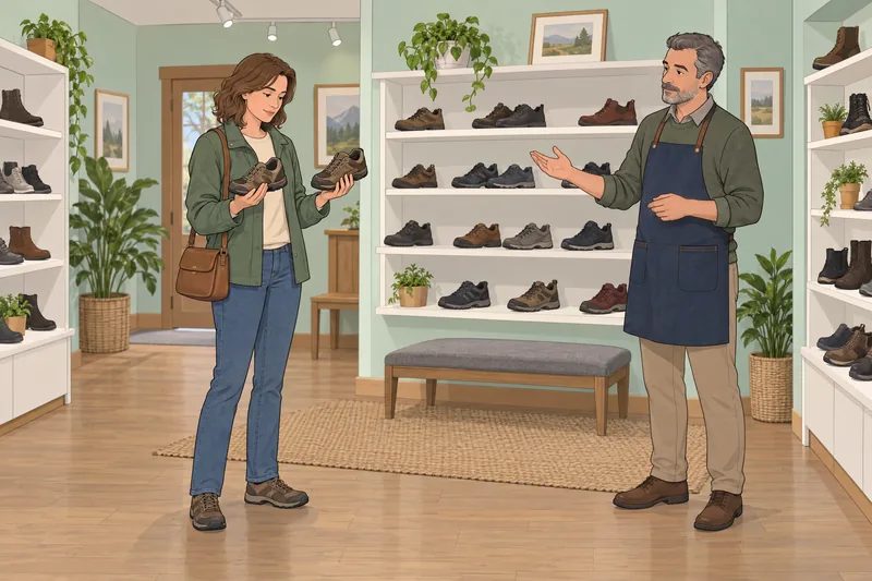Foot Fetish Quiz unfolds in a shoe shop.