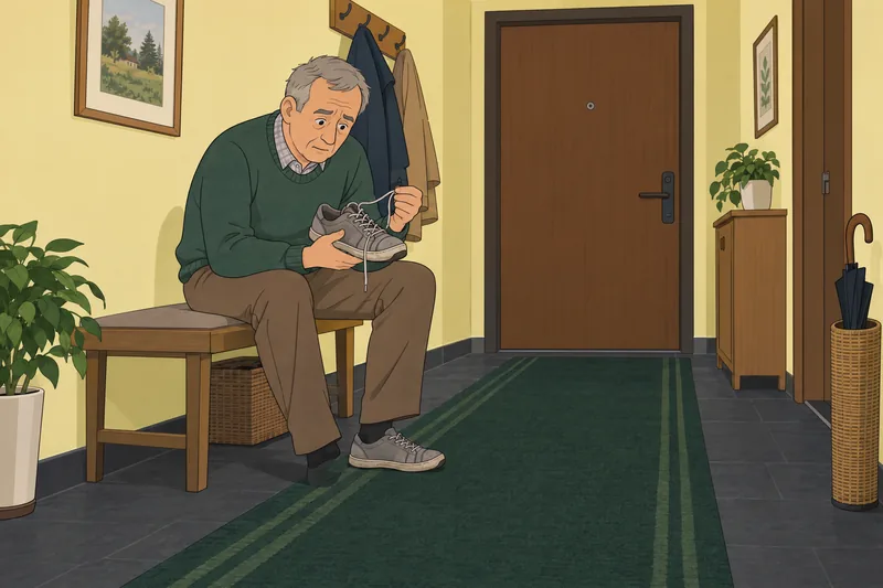 Foot Injury Diagnosis shows careful hallway walking.