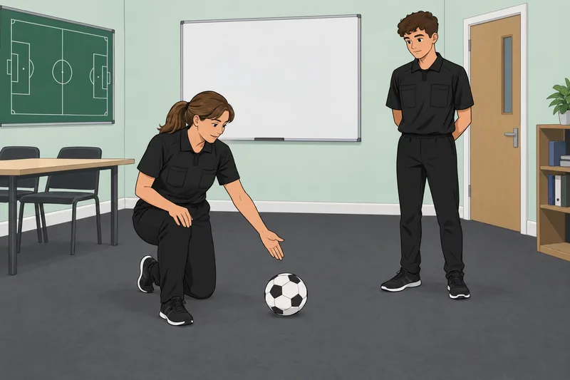 Football Quiz shows a referee explaining offside.