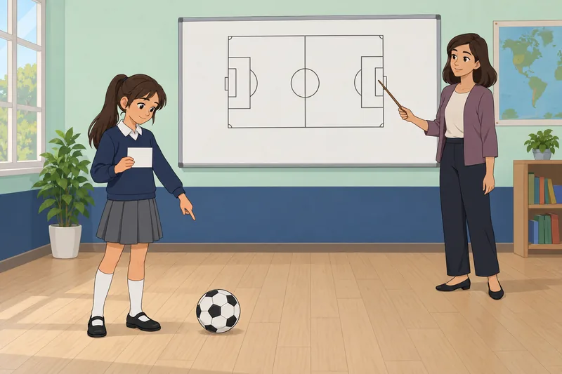 Quiz de fútbol muestra a un niño respondiendo.