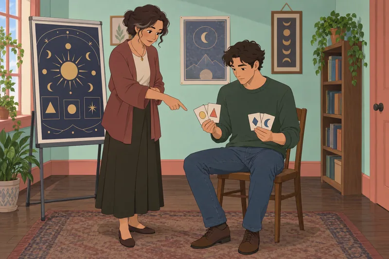 Fortune Teller Quiz shows a learner studying tarot.