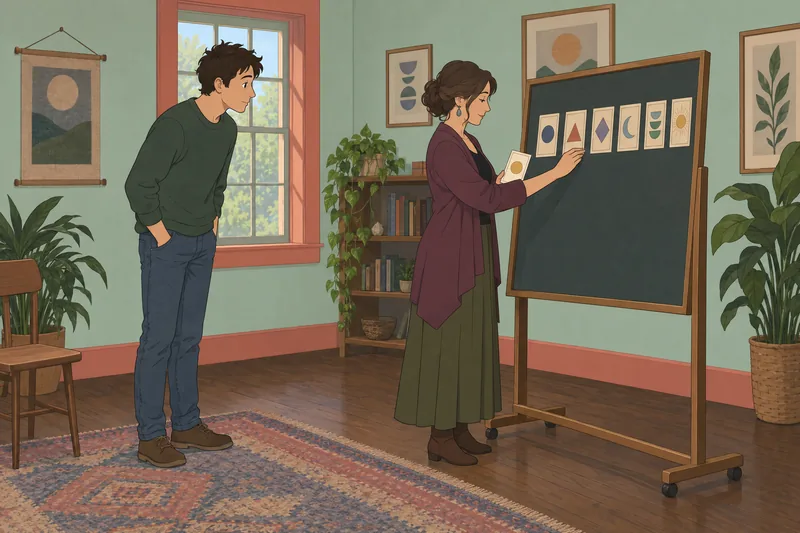 cuestionario sobre adivinación muestra cartas en clase.