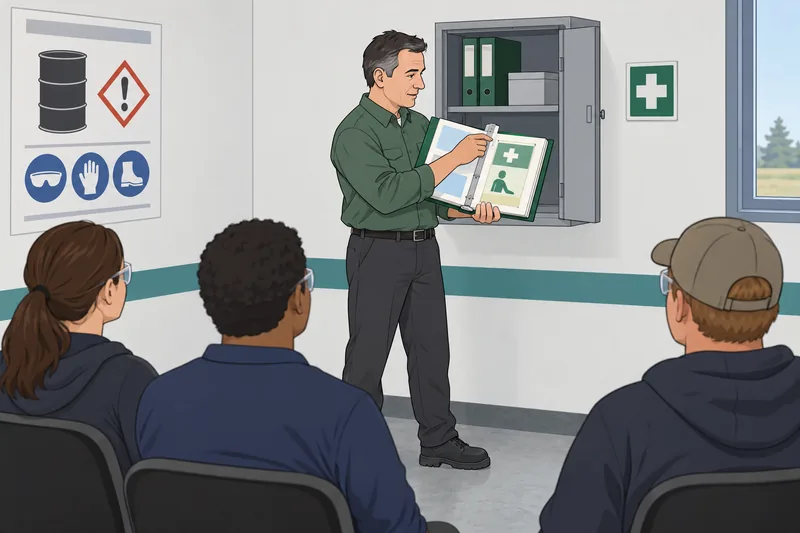 El cuestionario gratuito sobre WHMIS muestra una carpeta.