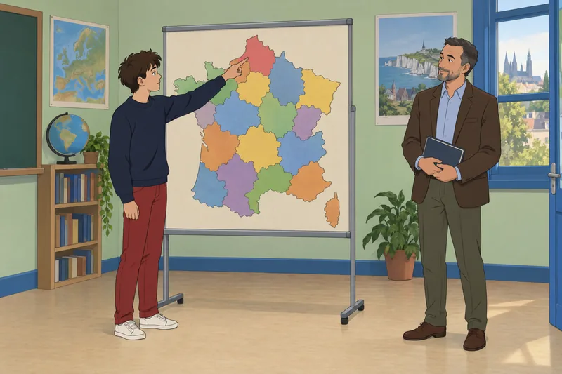 French Regions Quiz shows a classroom map.