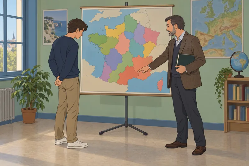 El cuestionario sobre las regiones muestra un mapa.