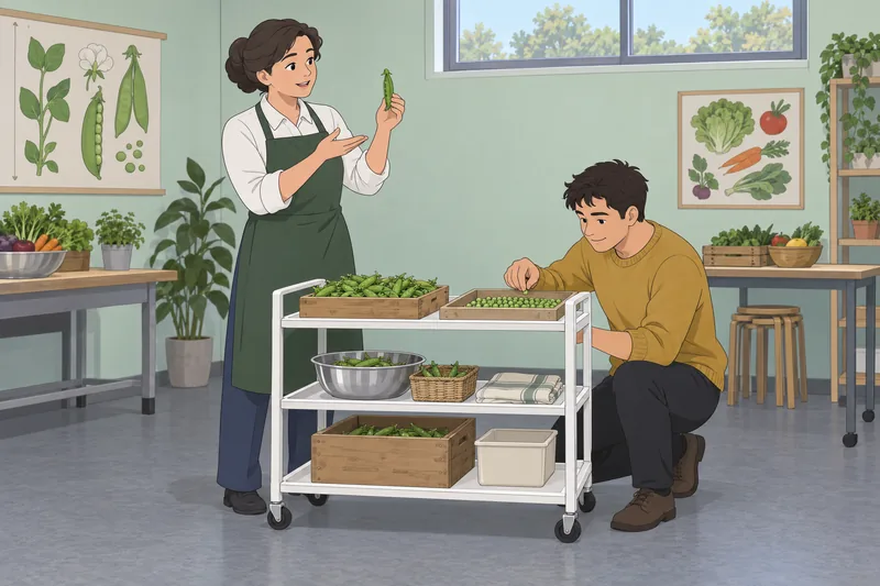 Fruit and Vegetable knowledge is practiced in class.