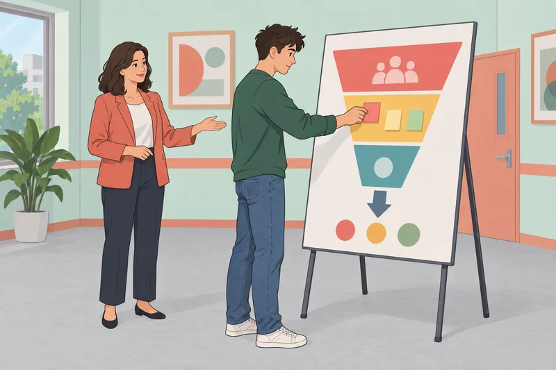 Quiz divertido de marketing muestra tarjetas segmentadas.