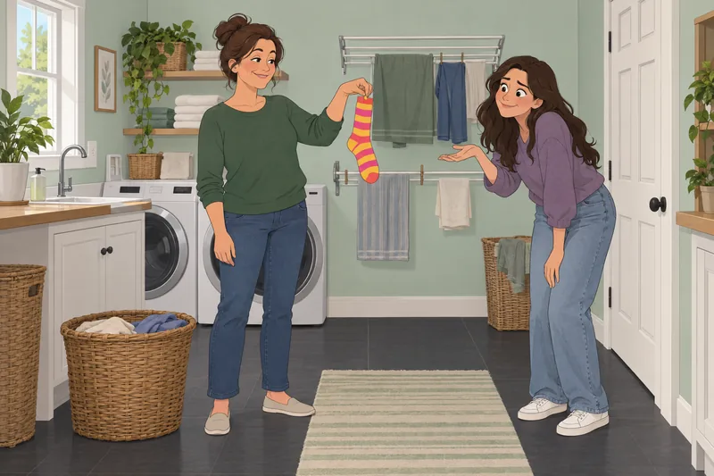 Funny Mother Daughter share a sock joke.