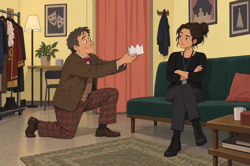 Funny Test depicts a paper-crown gag backstage.