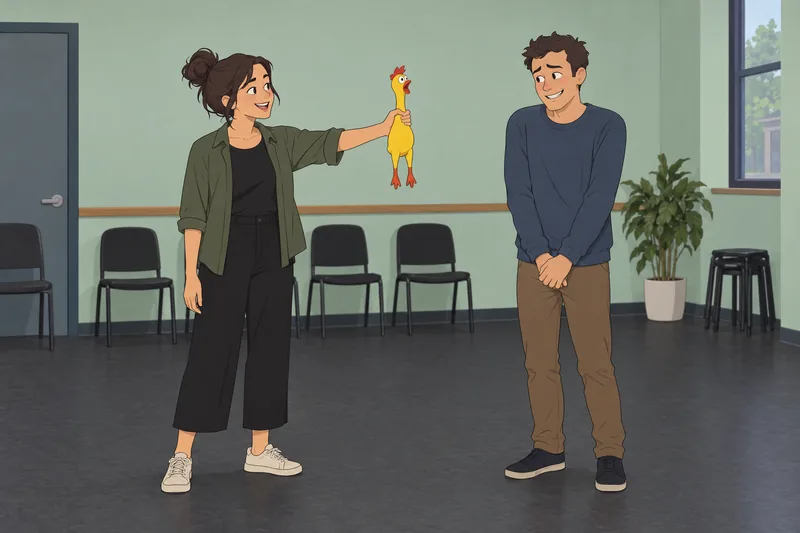 Funny Test shows an awkward comedy rehearsal.