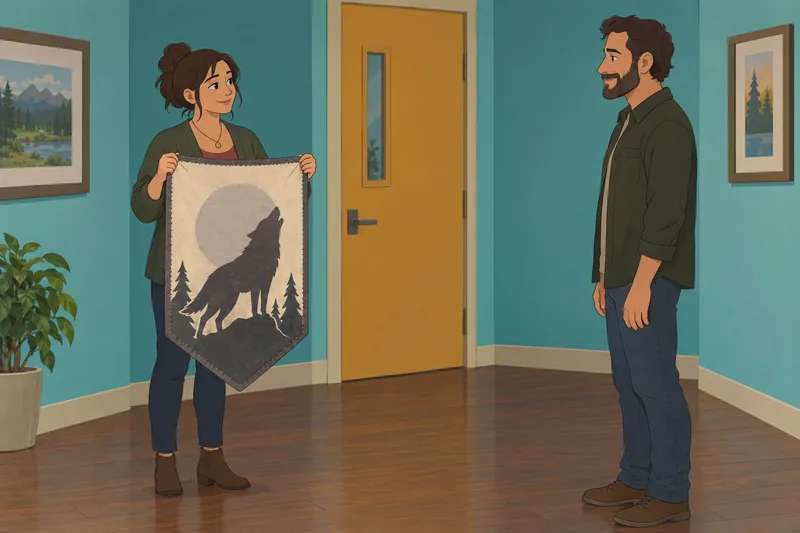 cuestionario de fursona: sostienen un estandarte de lobo.