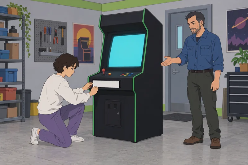 Gamertag Generator Quiz beside a blank arcade nameplate.