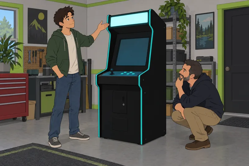 El cuestionario sobre generadores junto a un arcade.