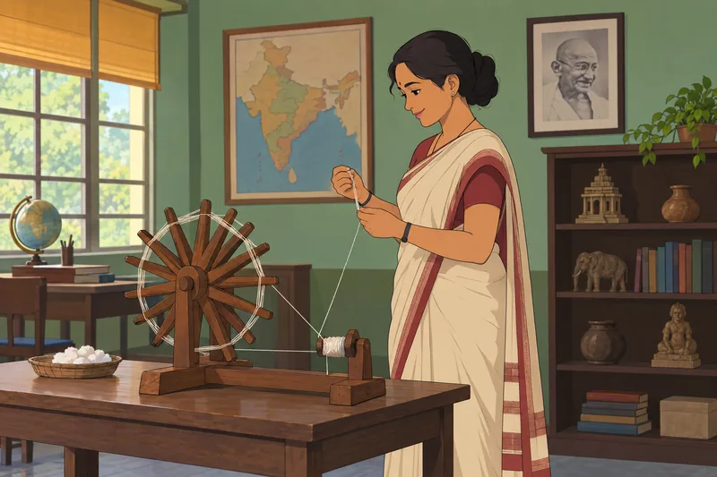 El cuestionario sobre Gandhi comienza en un aula.