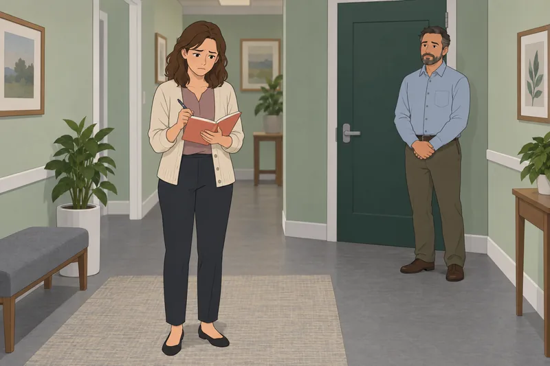 Gaslighting Victim Questionnaire shows a clinic hallway.