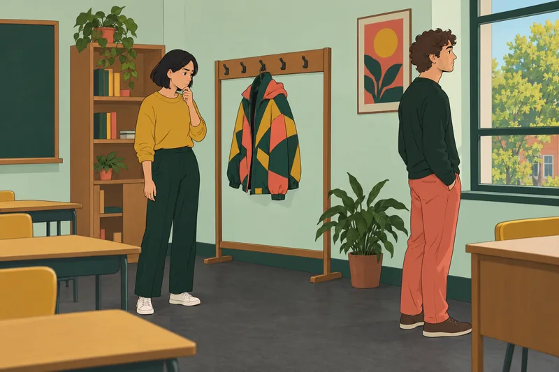 Gaydar Test: An adult studies a jacket.