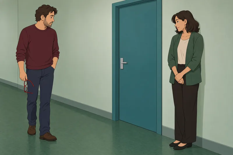 de gaydar (solo: adultos esperan ante una puerta.