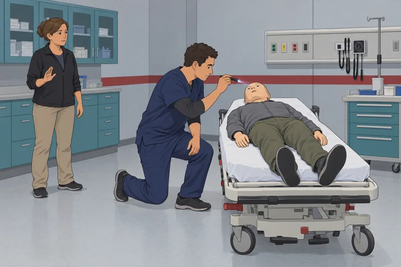GCS Quiz depicts an eye-response check.